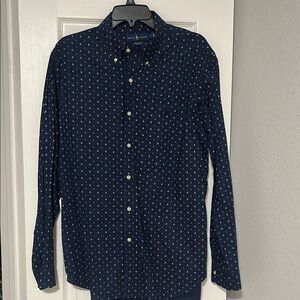Ralph Lauren Blue Casual Button Down Shirt with Polka Dots